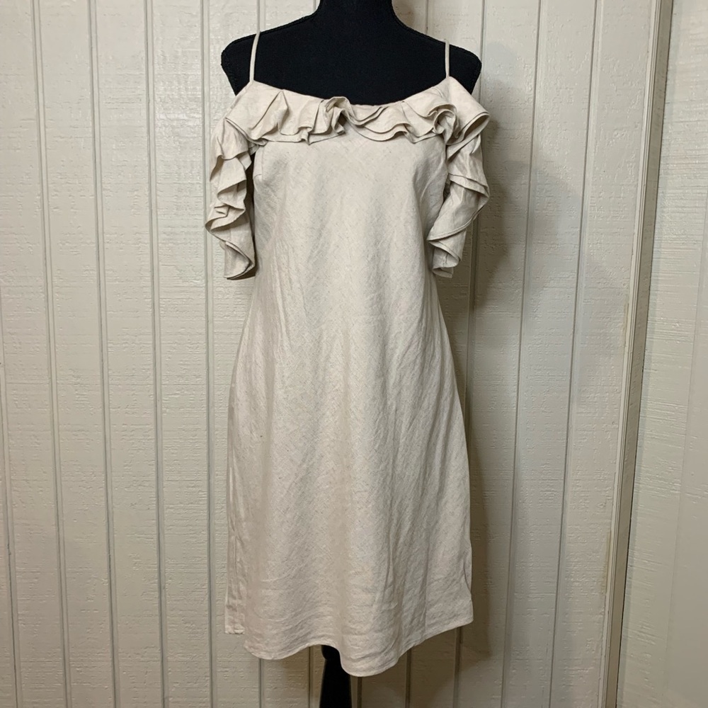 Astr The Label cold shoulder ruffle dress, size large.